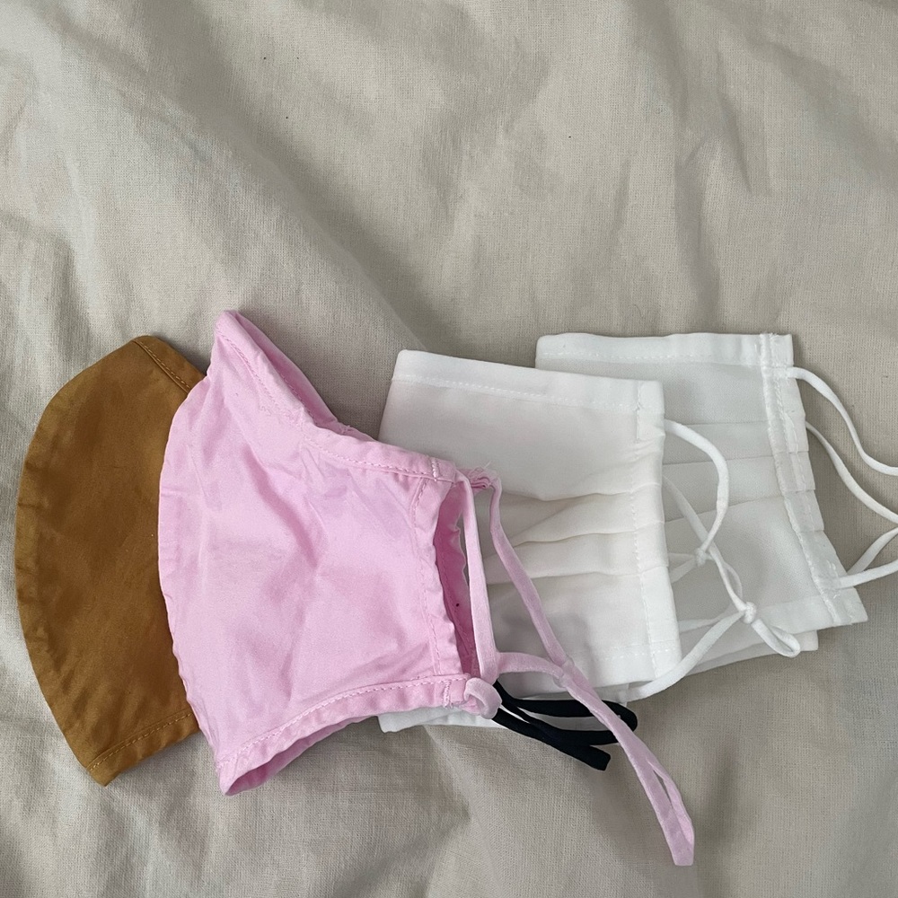 Y2k aritzia and Uniqlo pink, brown, and white masks